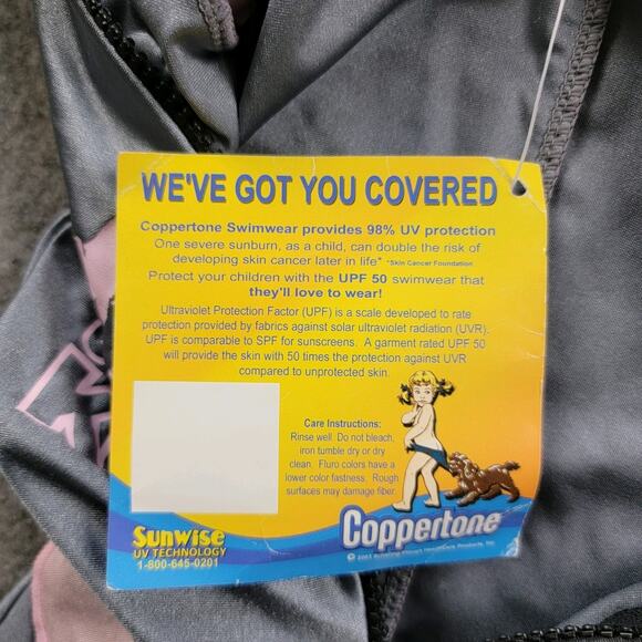 Coppertone Swimsuit Rash Guard One Piece SPF 50 UV Protection Girl Size Infant - Picture 9 of 9